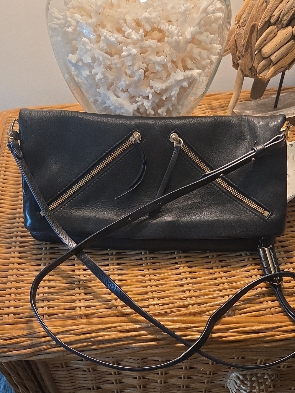 Black Leather Covet Crossbody
